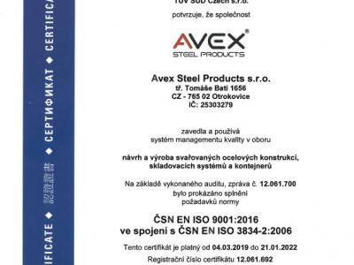 Certifikát CZ _ISO 9001+3834-2